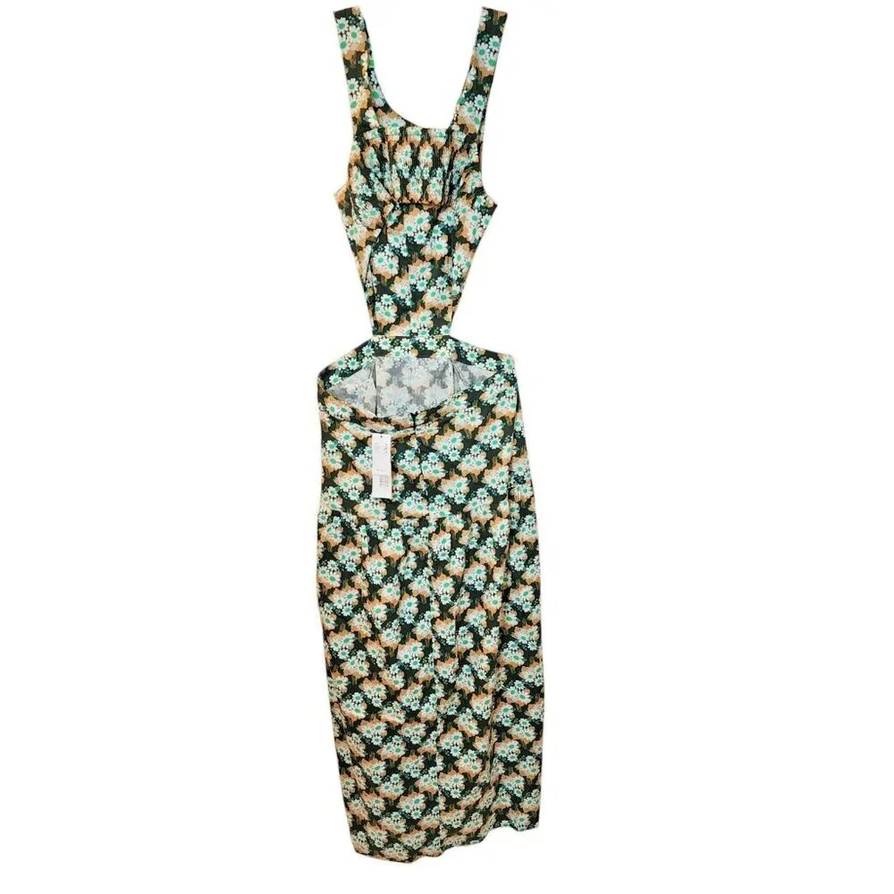 Topshop US‎ 6 Daisy Floral Cutout Maxi Dress Black/Green – NWT